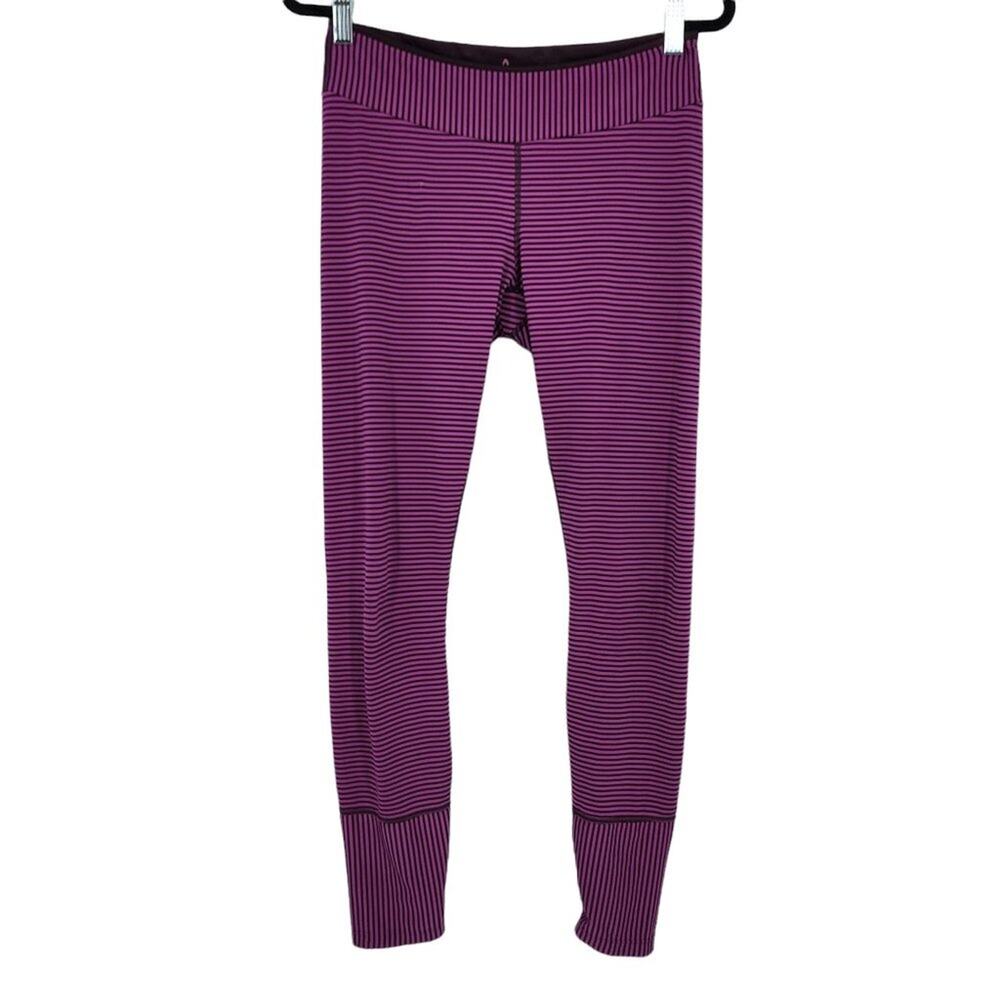 Prana Purple Striped Sapphire Skinny Full Length Yoga Leggings Size Medium